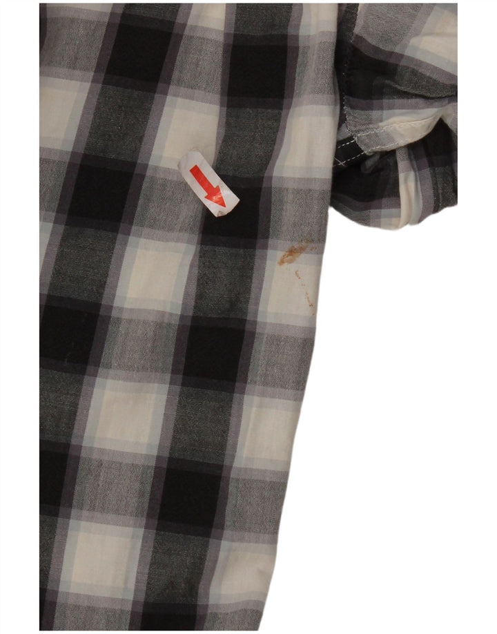 Camisa masculina French Connection pequena xadrez preta de algodão