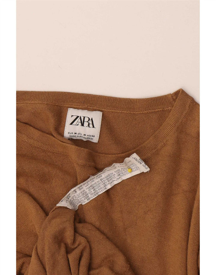 Zara Suéter masculino com gola canoa e viscose bege médio