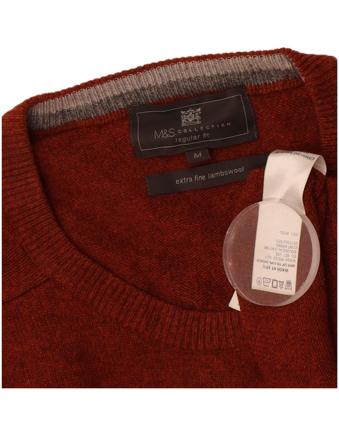 Suéter masculino MARKS & SPENCER com ajuste regular e gola redonda, médio marrom