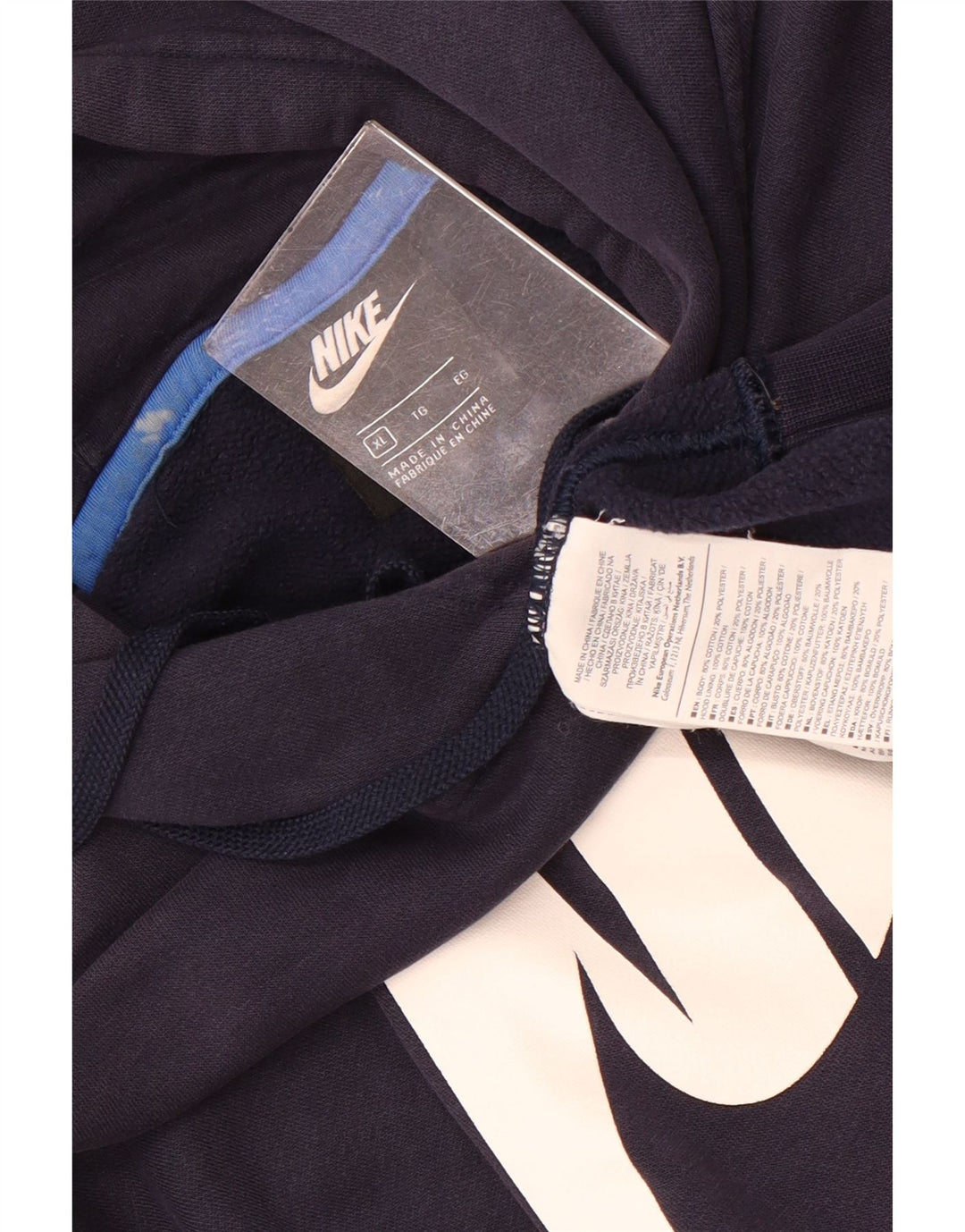 Nike masculino gráfico moletom com capuz XL azul marinho algodão