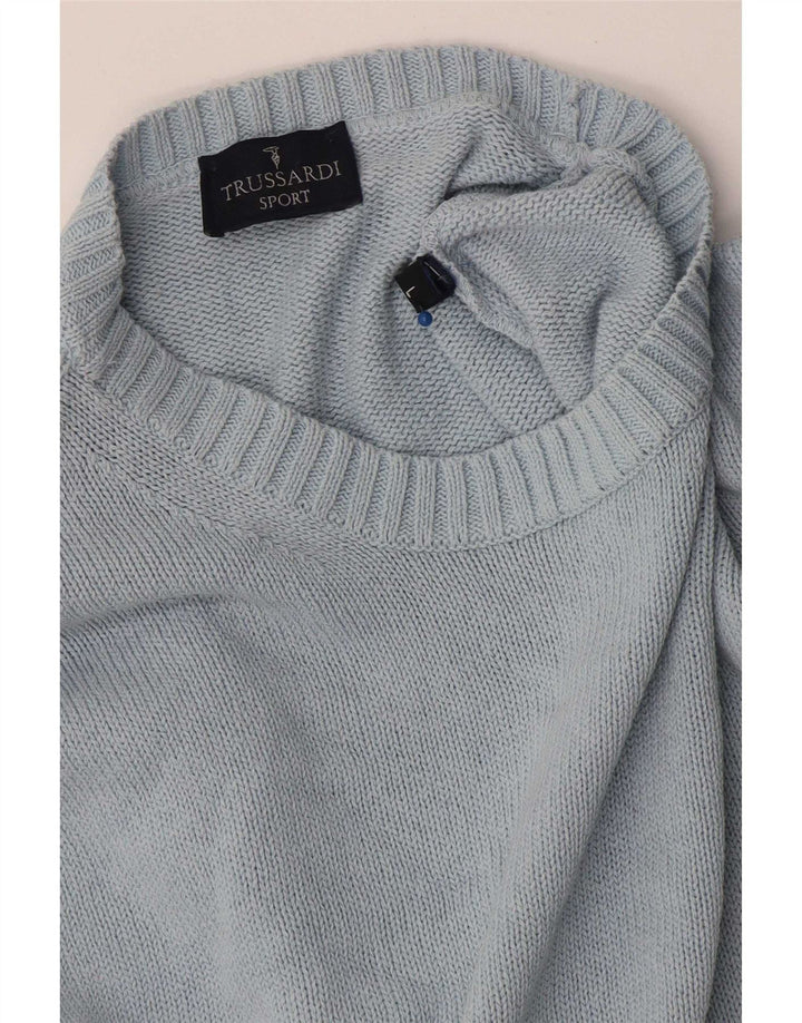 Suéter masculino Trussardi com gola redonda grande azul