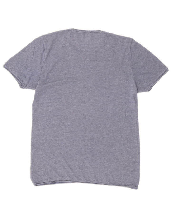 Camiseta masculina Zara Top grande algodão azul