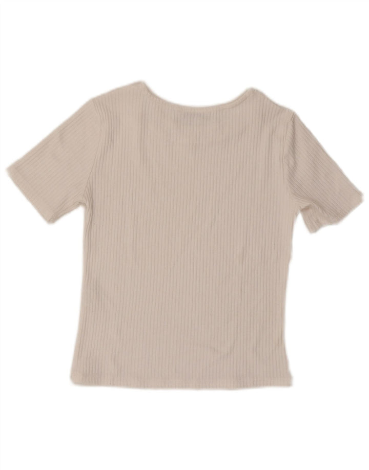ZARA Camiseta Feminina Crop Top UK 8 Pequeno Poliéster Branco