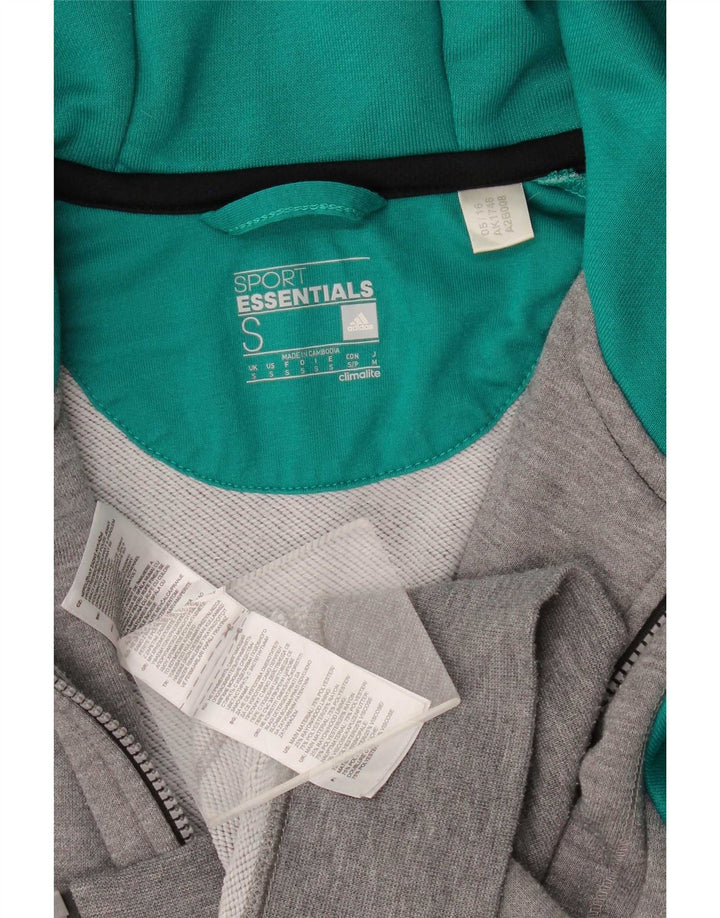 Suéter masculino Adidas Climalite Zip com capuz pequeno cinza colorblock poliéster
