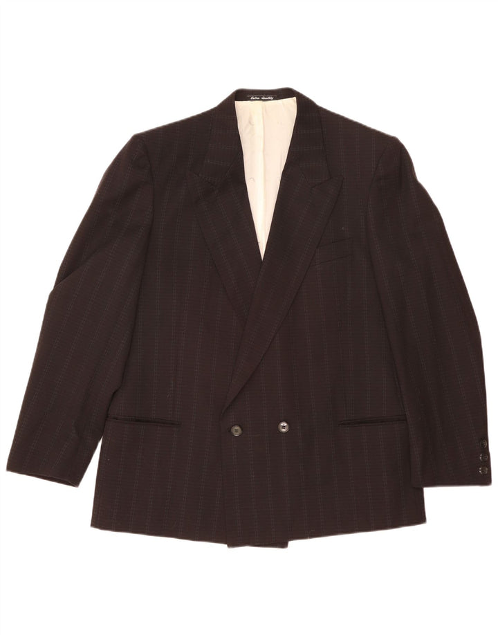 Jaqueta blazer masculina VENTANNI com peito duplo IT 52 XL risca de giz preta