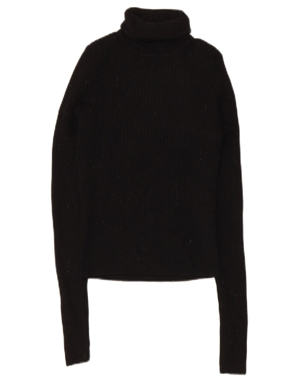 Zara Suéter feminino cropped com gola redonda Reino Unido 8 pequeno preto viscose