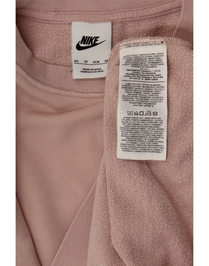 NIKE Womens Oversized Sweatshirt Jumper UK 6 XS Pink Cotton Vintage Nike and Second-Hand Nike from Messina Hembry 