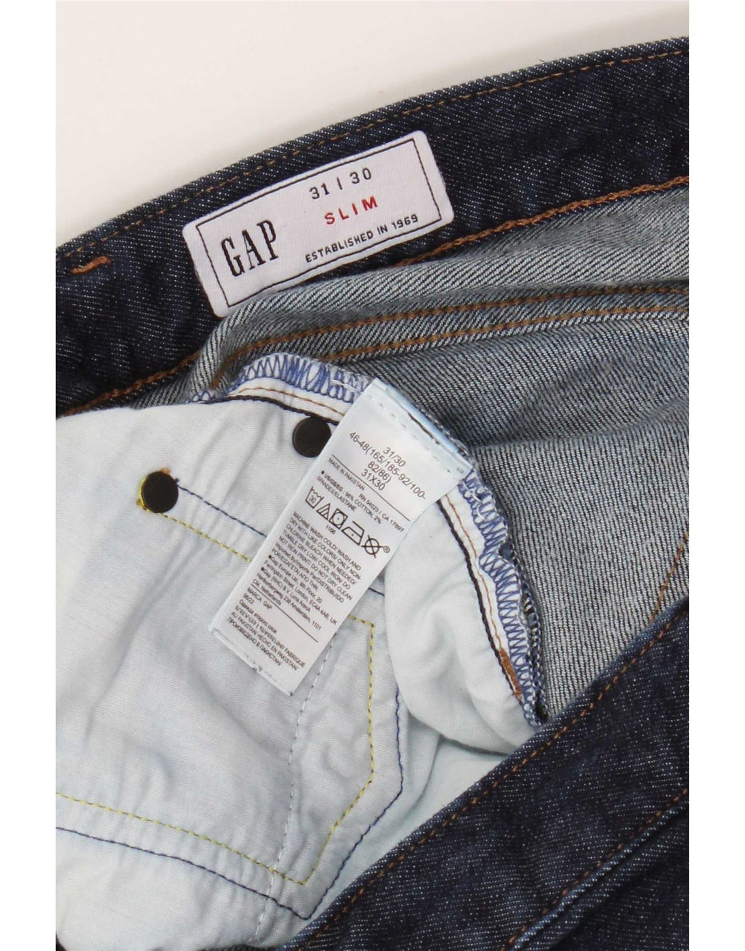 Gap Mens Slim Jeans W31 L30 Azul Marinho Algodão