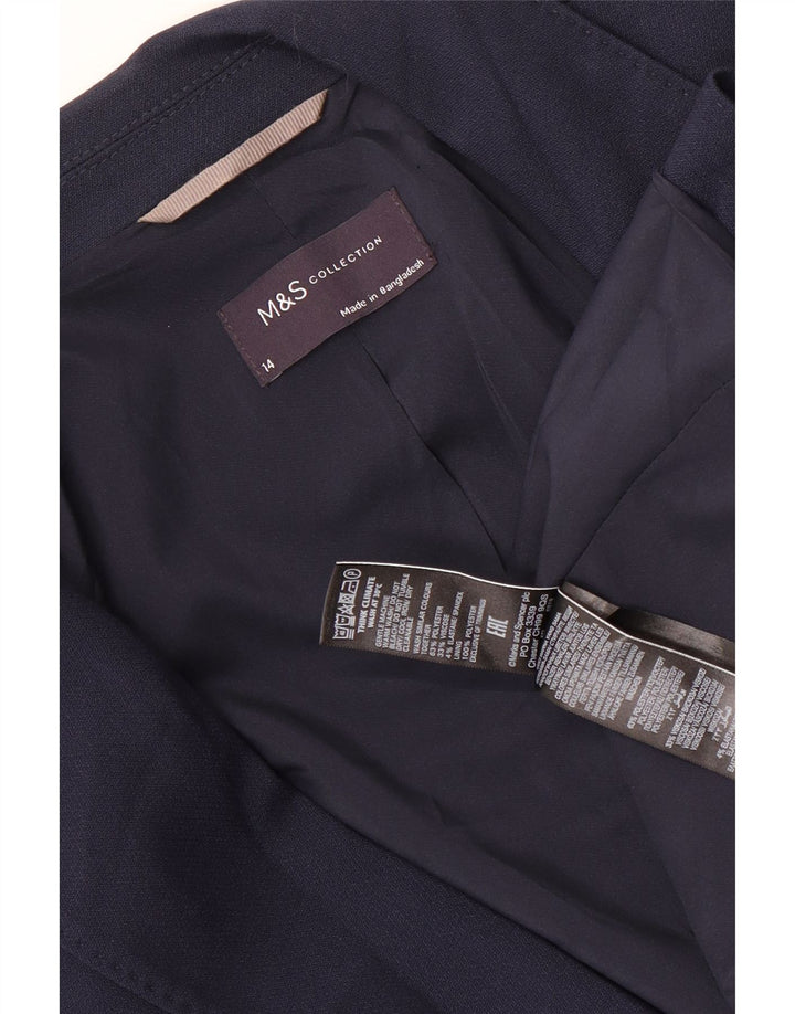 Jaqueta blazer feminina Marks & Spencer com 1 botão Reino Unido 14 grande azul marinho