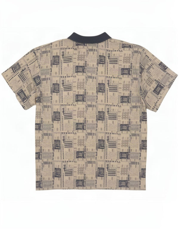 Pulôver masculino vintage de manga curta XL bege patchwork viscose