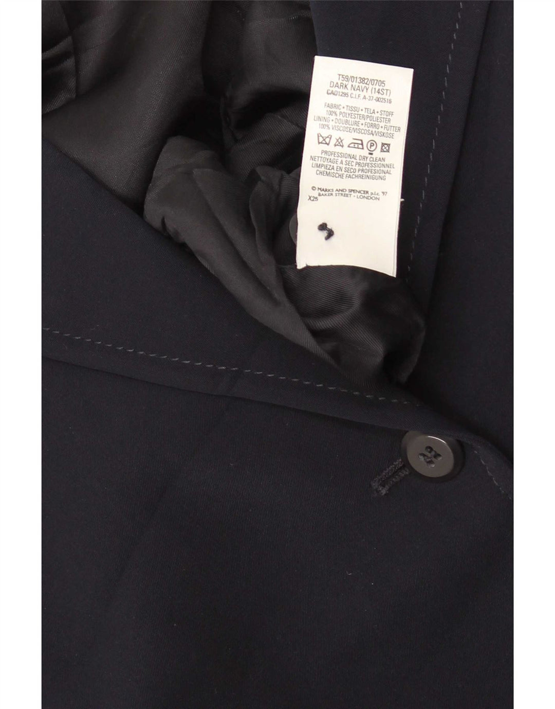 Sobretudo feminino Marks & Spencer St. Michael Reino Unido 14 grande poliéster azul marinho
