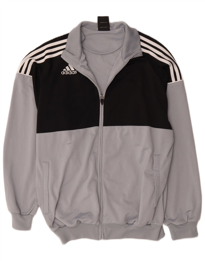 Adidas Mens Tracksuit Top Jacket UK 40/42 Cinza Médio Colourblock Poliéster