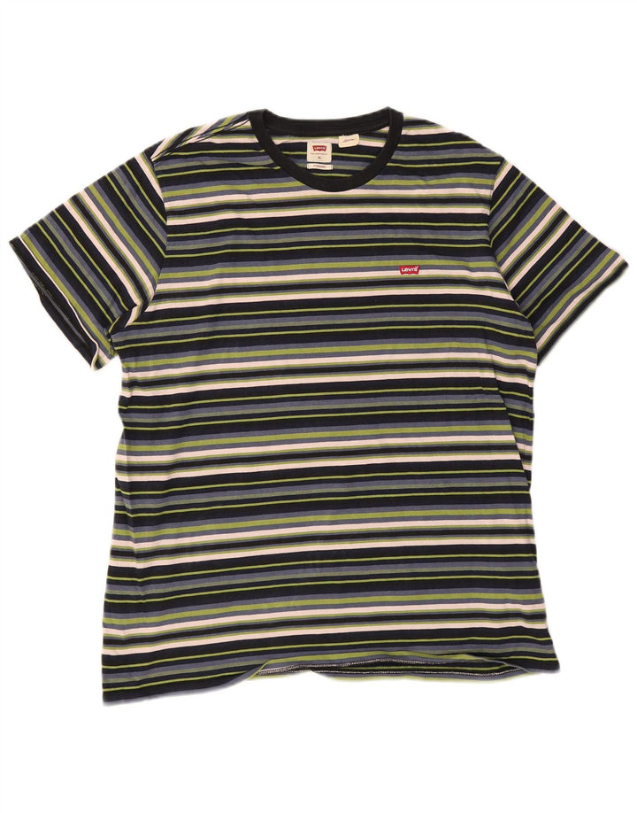 Camiseta masculina padrão LEVI'S Top XL de algodão listrado multicolorido
