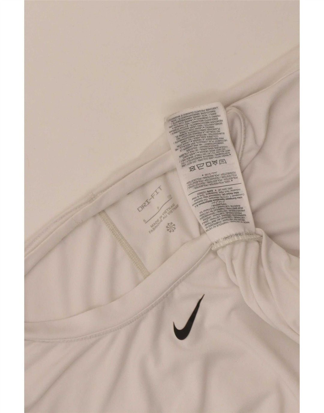 Camiseta feminina Nike Dri Fit Top UK 10 pequena poliéster branca