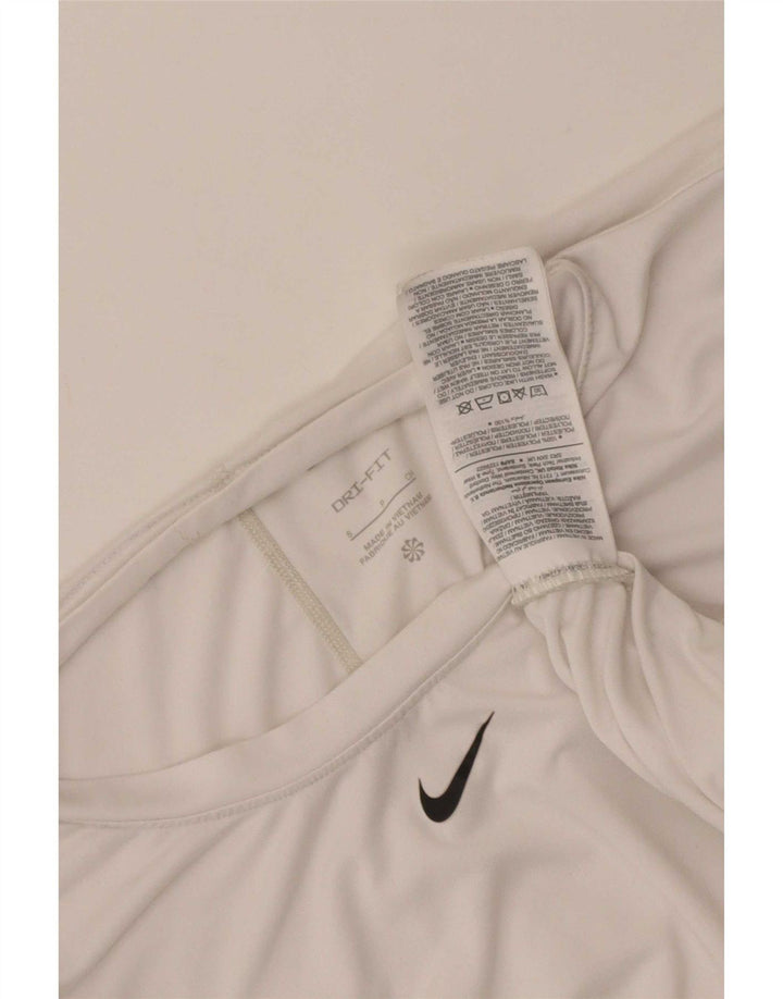Camiseta feminina Nike Dri Fit Top UK 10 pequena poliéster branca