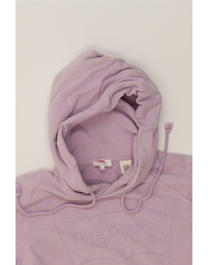 LEVI'S Womens Graphic Hoodie Jumper UK 6 XS Purple Cotton Vintage Levi's and Second-Hand Levi's from Messina Hembry 