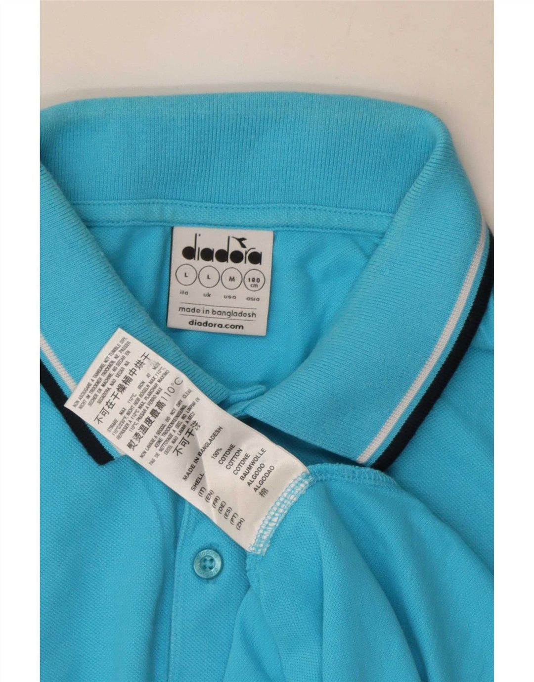 Camisa polo masculina Diadora grande algodão azul