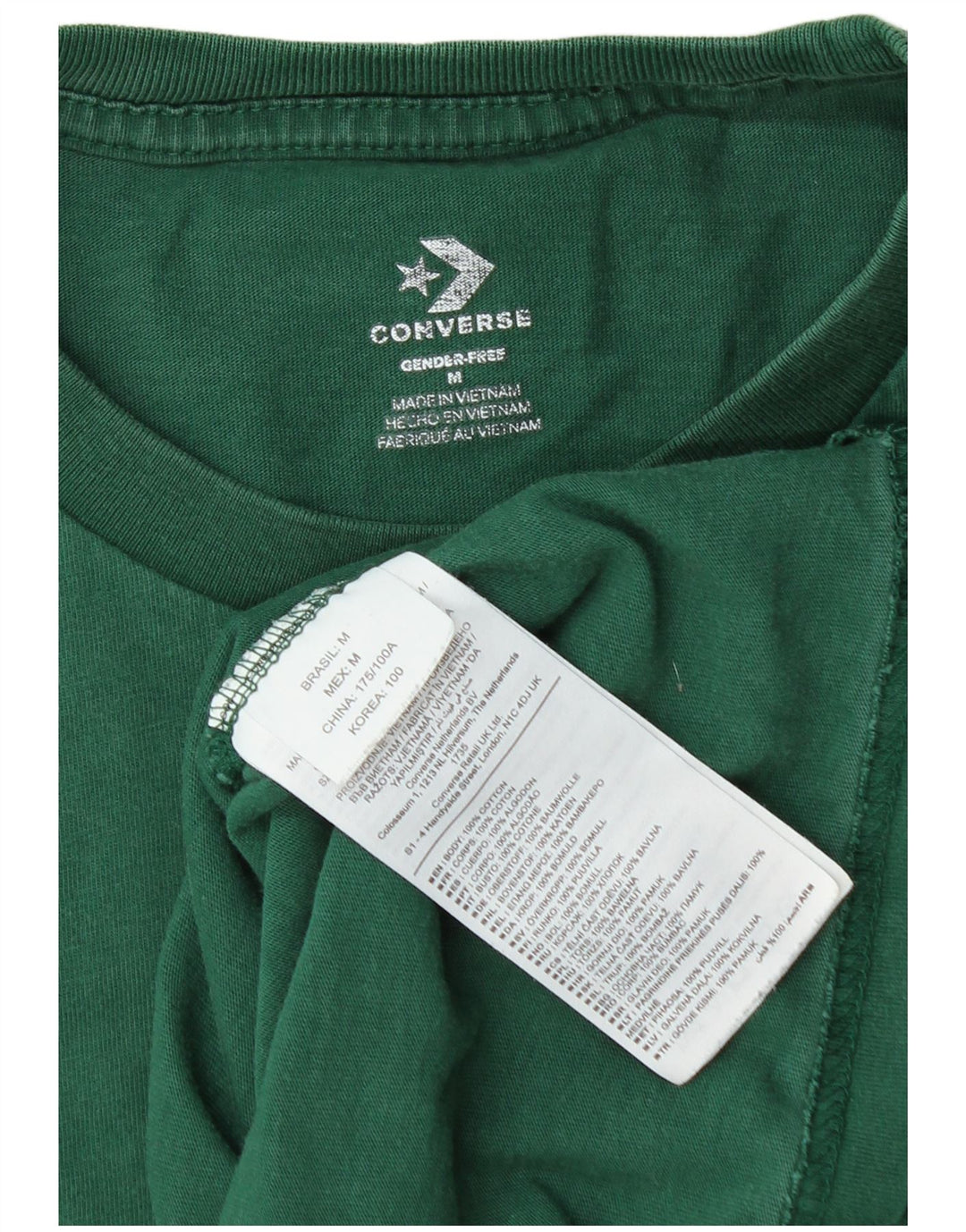 Camiseta masculina Converse Top médio algodão verde