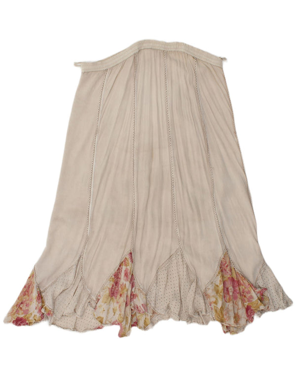 Vintage Womens Gypsy Skirt XL W38  Beige Floral Viscose