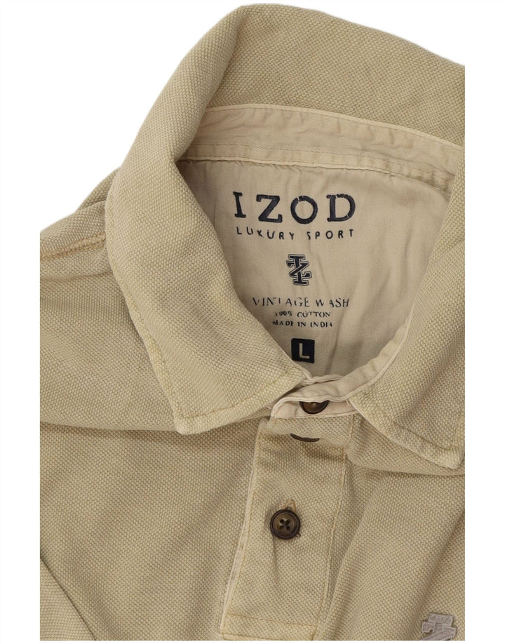Camisa polo masculina IZOD grande algodão bege