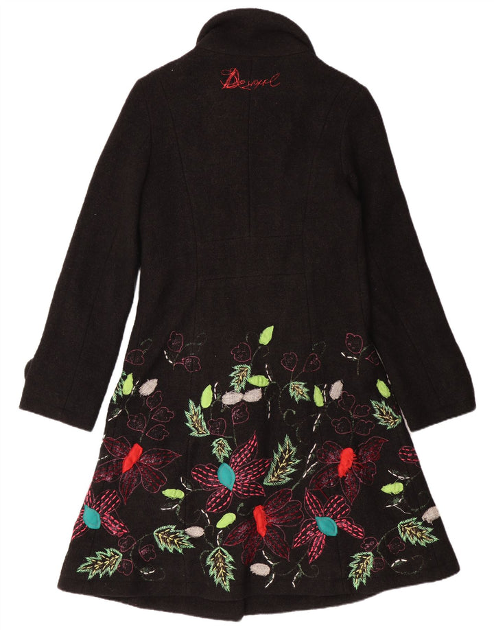 Sobretudo feminino DESIGUAL UK 10 pequeno preto floral viscose boêmio
