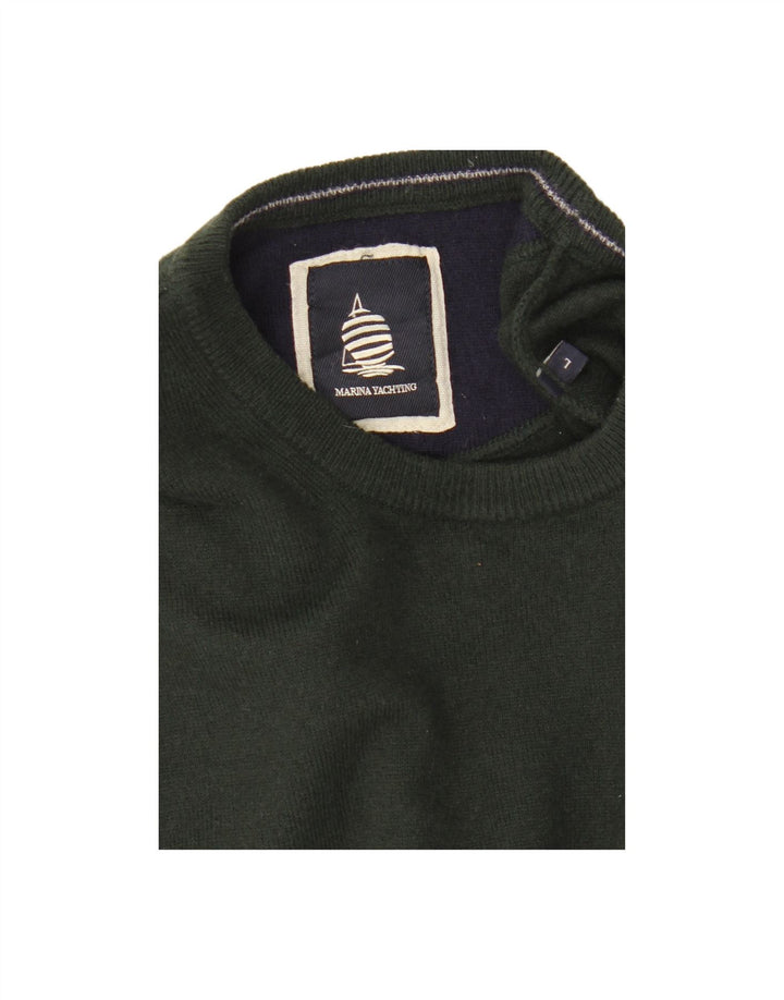 MARINA YACHTING Suéter masculino com gola redonda grande verde