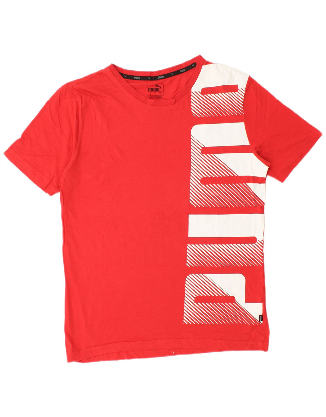 Puma Mens Graphic T-Shirt Top Pequeno Algodão Vermelho