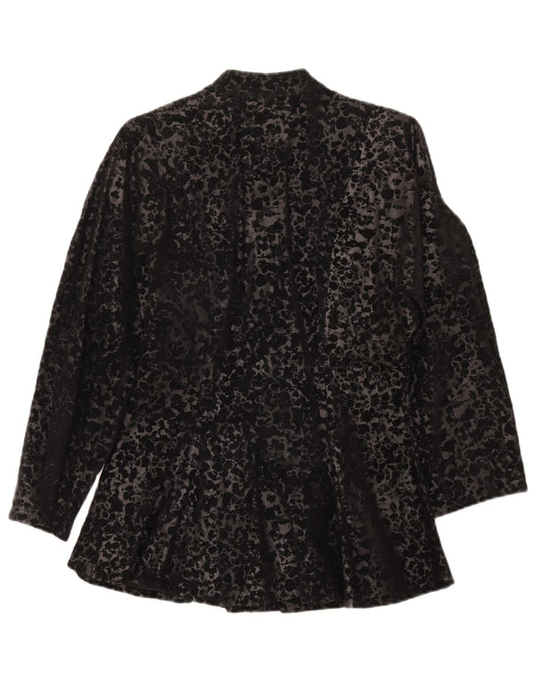 Jaqueta feminina vintage manga 3/4 IT 44 médio preto estampa animal