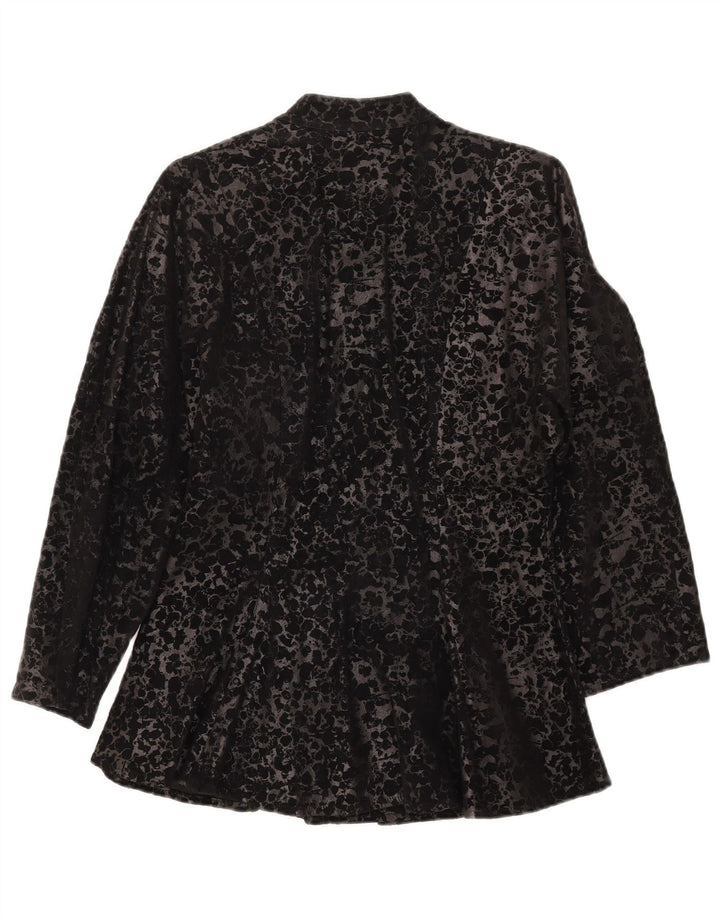 Jaqueta feminina vintage manga 3/4 IT 44 médio preto estampa animal
