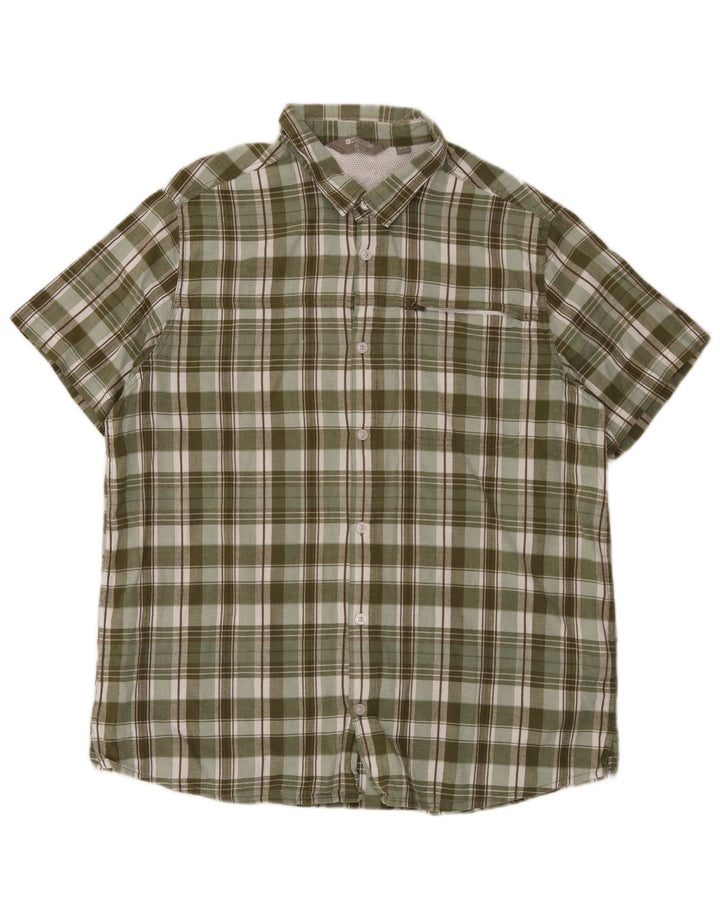 Camisa masculina de manga curta Mountain Warehouse XL verde algodão xadrez