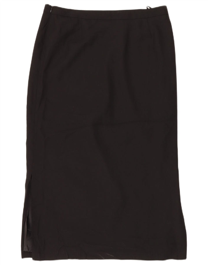Saia maxi feminina Marks & Spencer Reino Unido 16 grande W34 poliéster preto