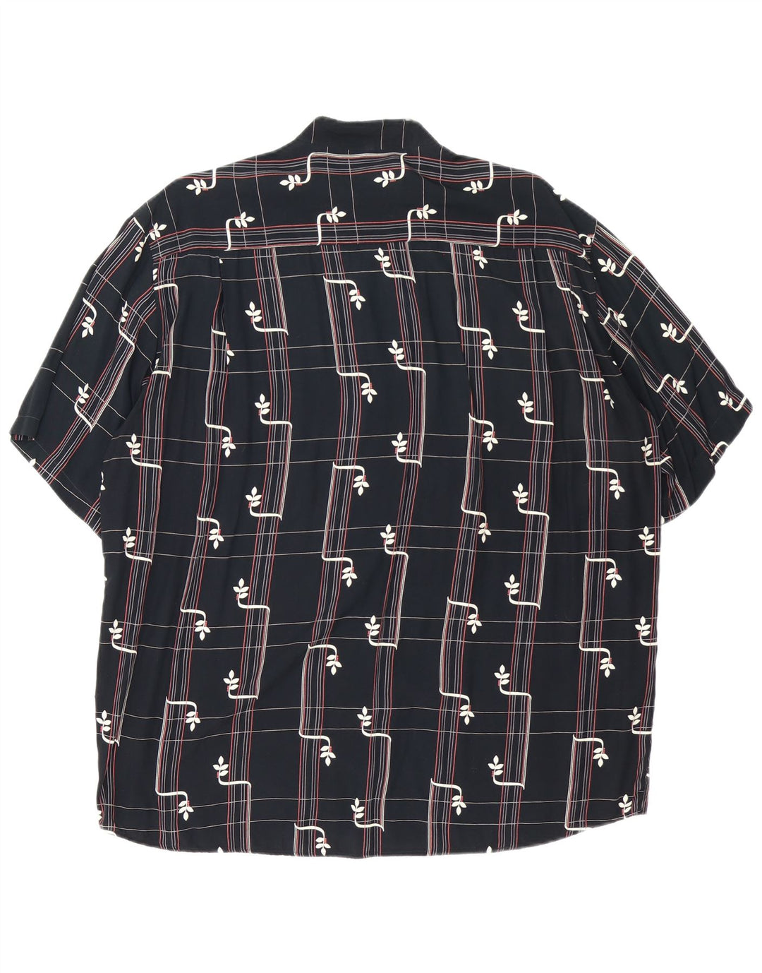 Camisa masculina vintage de manga curta grande viscose geométrica preta