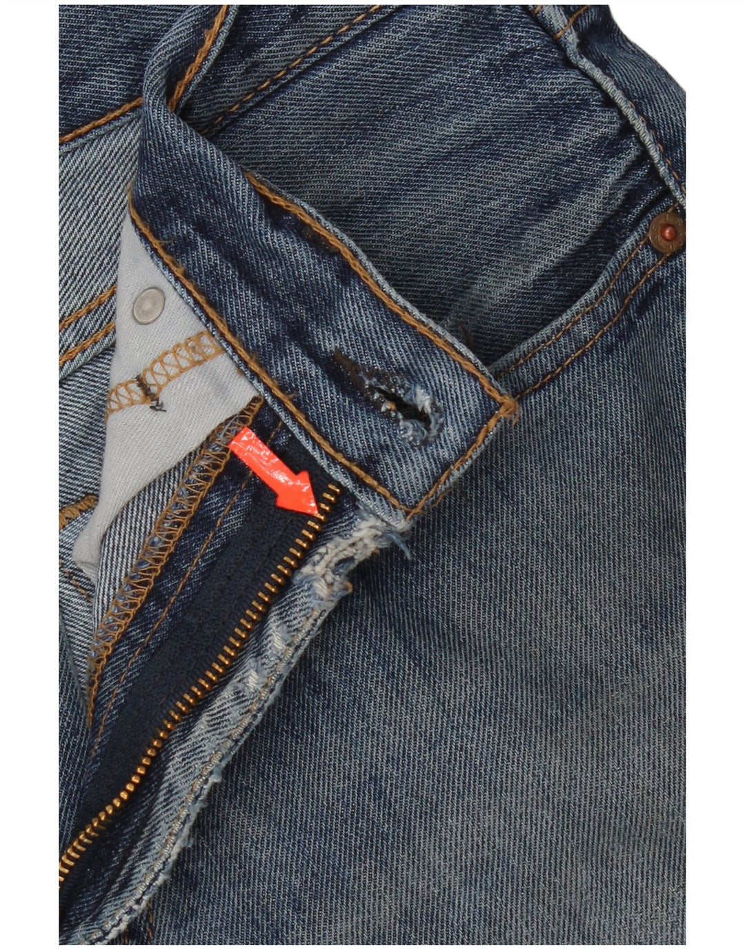 Levi's Masculino 505 Distressed Straight Jeans W33 L30 Azul Algodão
