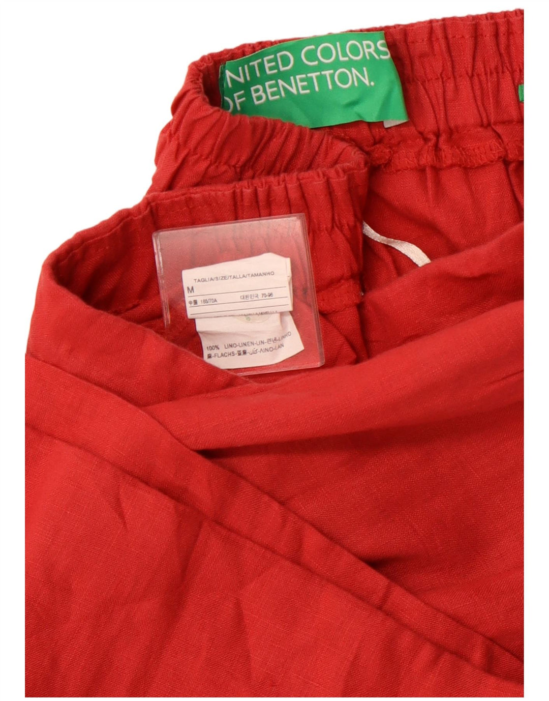 Shorts feminino casual de cintura alta com perna larga da BENETTON, médio W30, linho vermelho