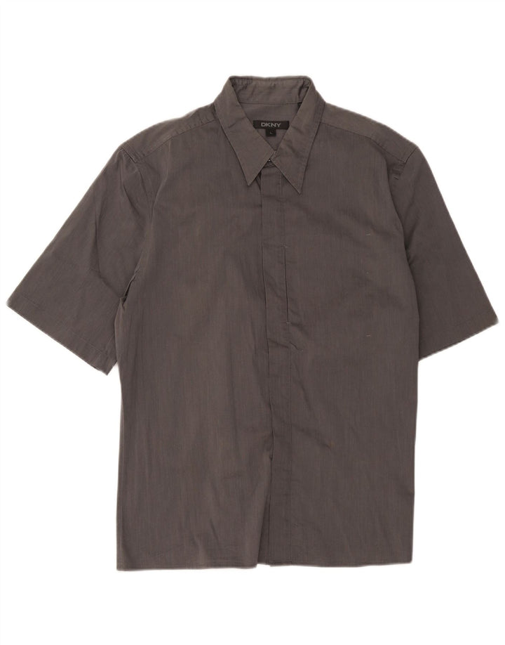 Camisa masculina de manga curta Dkny grande algodão cinza
