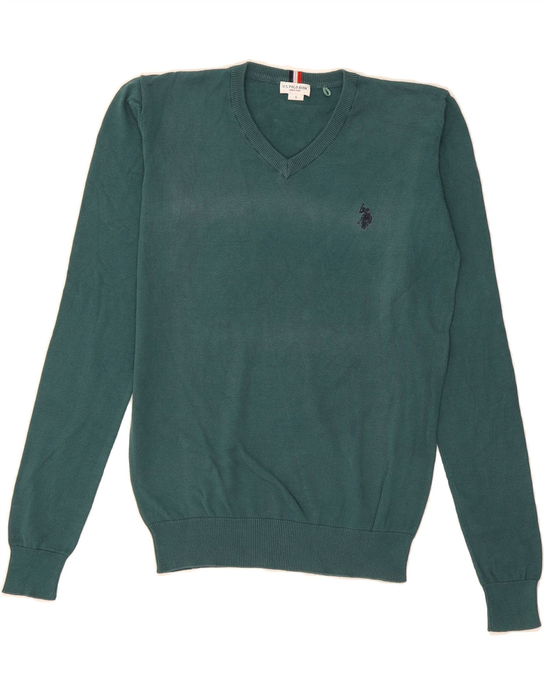 U.S. POLO ASSN. Mens V-Neck Jumper Sweater Small Green Cotton Vintage U.S. Polo Assn. and Second-Hand U.S. Polo Assn. from Messina Hembry 