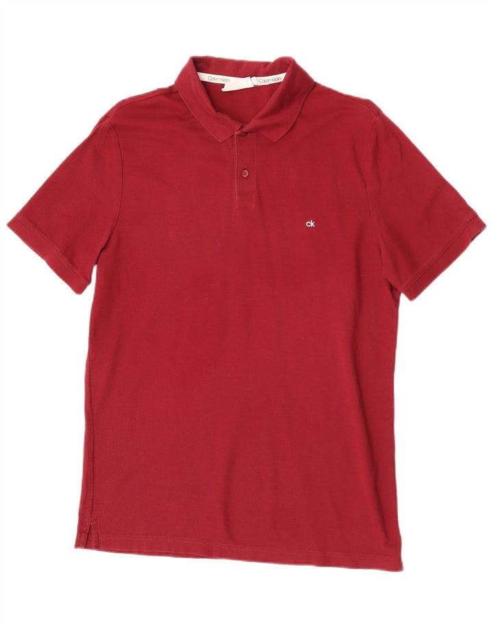Camisa polo masculina Calvin Klein de algodão Borgonha médio