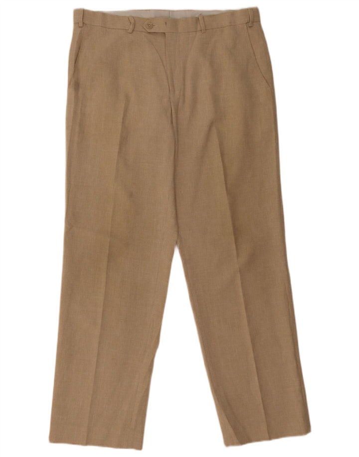 Calça masculina de terno reto MARKS & SPENCER W36 L31 poliéster bege