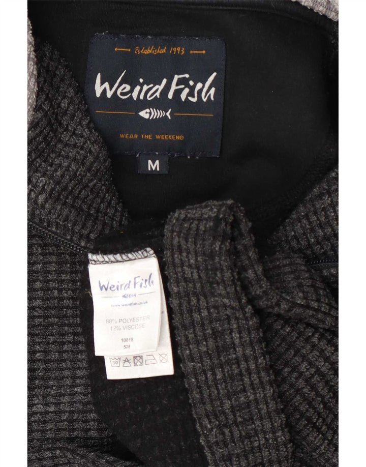 Weird Fish Masculino Zip Neck Fleece Jumper Cinza Médio Colourblock Poliéster