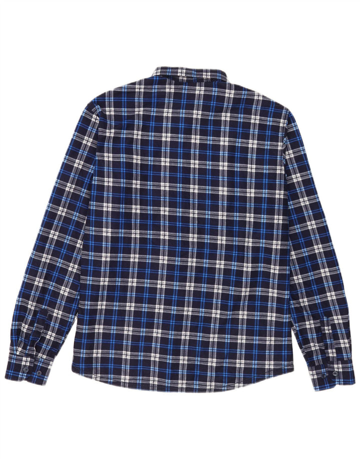 Camisa masculina vintage de flanela 2XL xadrez azul
