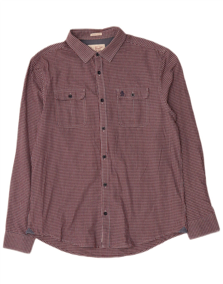 Camisa masculina Penguin Heritage Slim Fit grande algodão xadrez vermelho