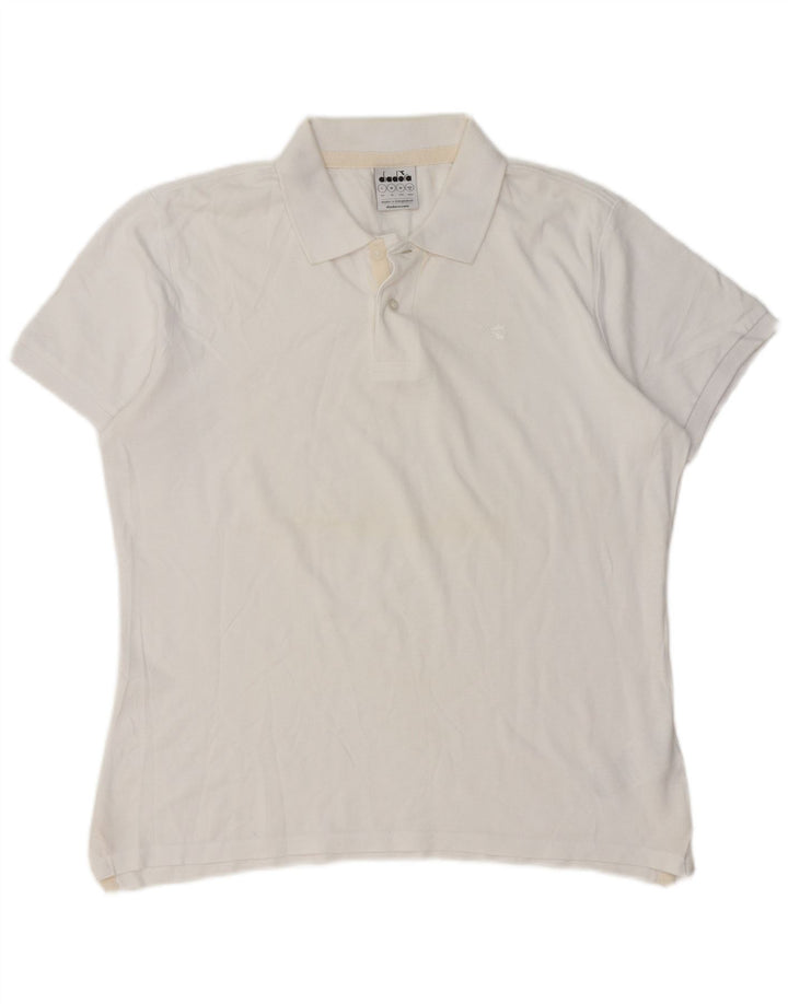 Camisa polo masculina Diadora médio algodão branco