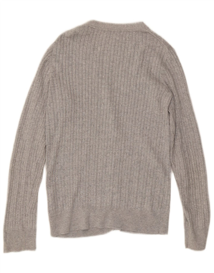 Suéter cardigã feminino TOMMY HILFIGER Reino Unido 12 algodão cinza médio