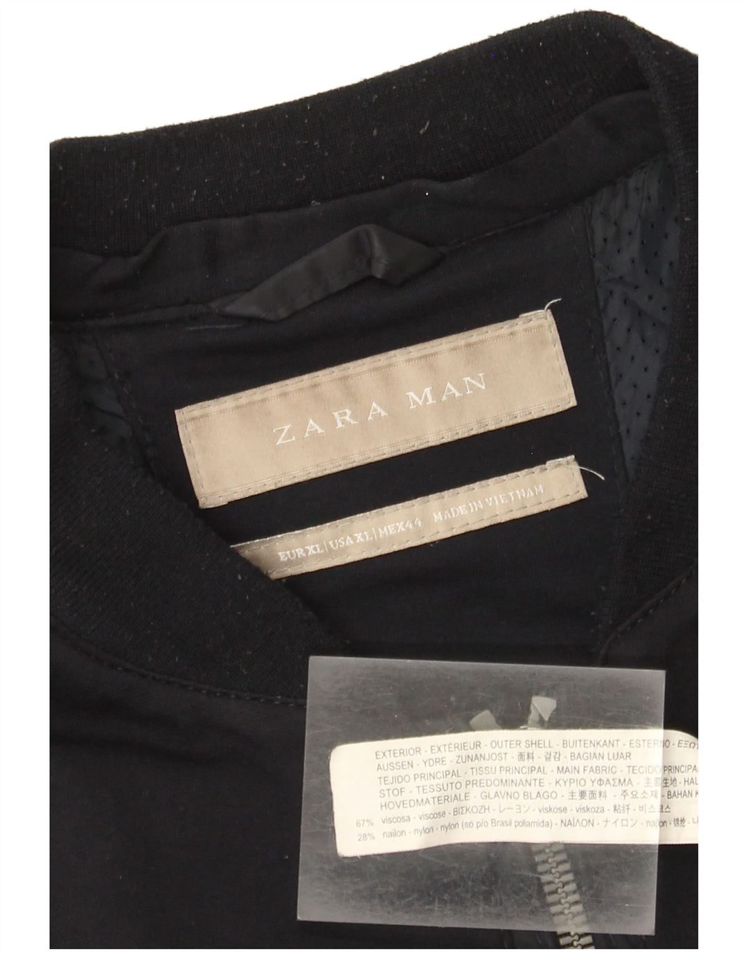 Jaqueta bomber masculina Zara UK 42 XL azul marinho viscose