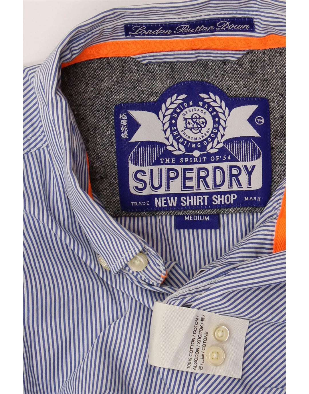 Camisa masculina SUPERDRY caxemira listrada azul média