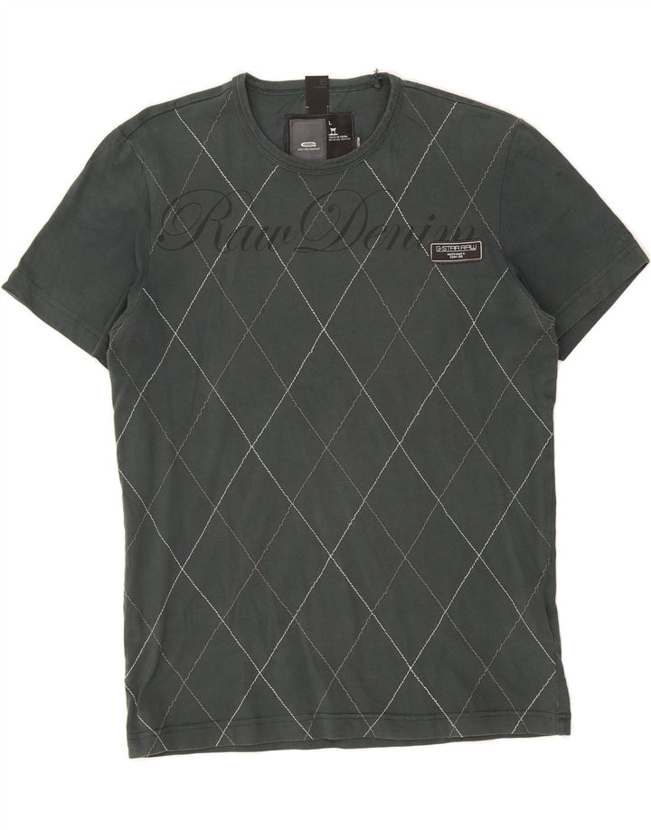 Camiseta gráfica masculina G-STAR Top grande cinza Argyle/algodão diamante