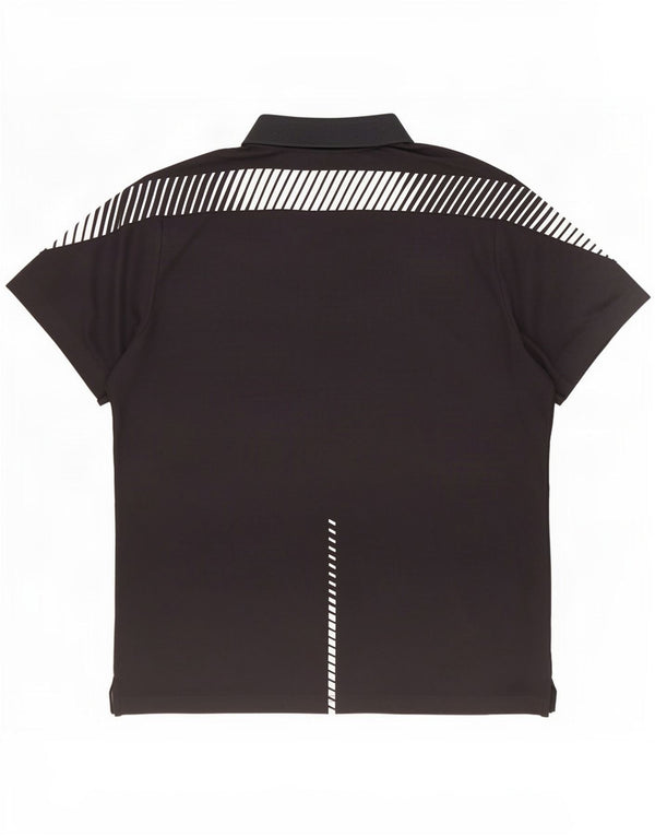 Camisa polo masculina Asics poliéster listrado preto médio