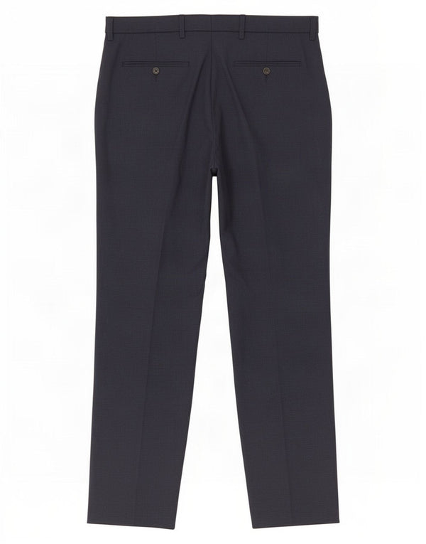 Calça masculina de terno regular Marks & Spencer W34 L30 poliéster azul marinho
