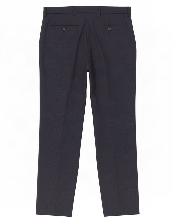 Calça masculina de terno regular Marks & Spencer W34 L30 poliéster azul marinho