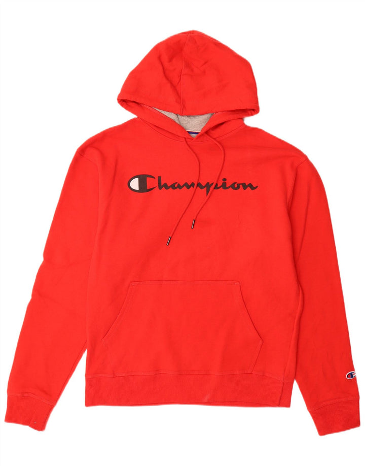 CHAMPION Suéter com capuz gráfico masculino médio vermelho